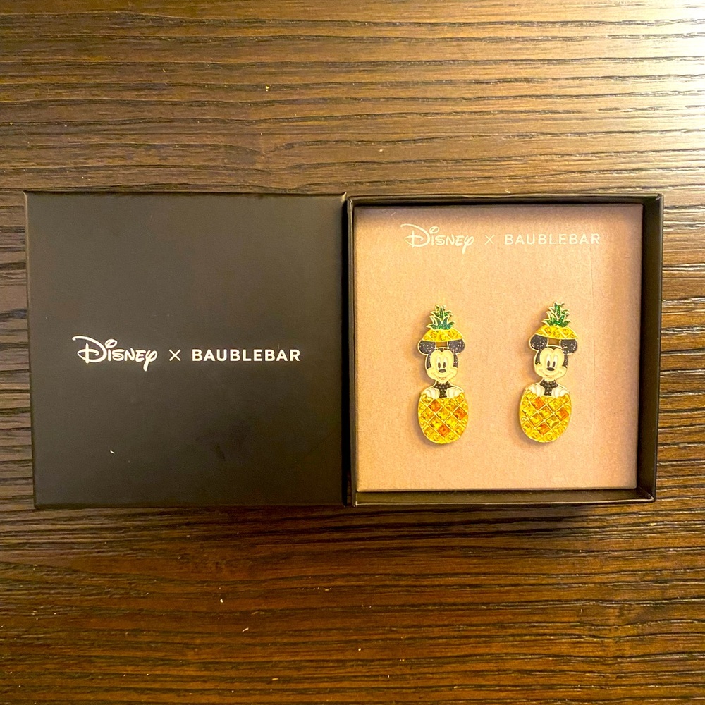 NEW BaubleBar pineapple Mickey Mouse earrings